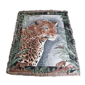 Vintage Cheetah Tapestry Throw Blanket